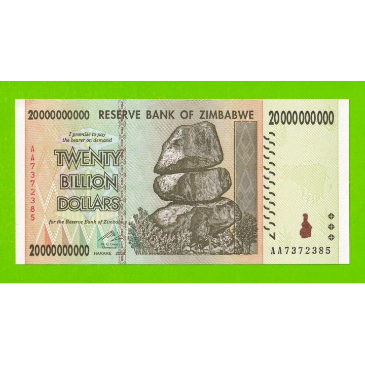 Зимбабве - 20000000000 / 20 миллиардов долларов - 2008 (AA) - UNC-!!!