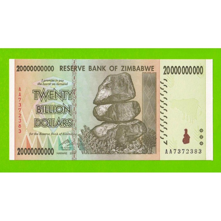 Зимбабве - 20000000000 / 20 миллиардов долларов - 2008 (AA) - UNC-!!!