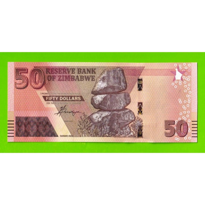 Зимбабве - 50 долларов - 2020 (AG) - UNC!!!