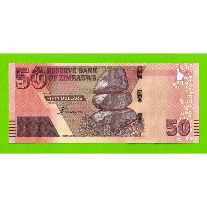 Зимбабве - 50 долларов - 2020 (AG) - UNC!!!