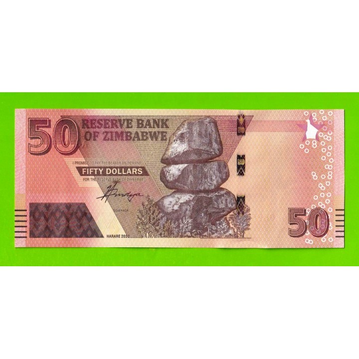 Зимбабве - 50 долларов - 2020 (AG) - UNC!!!