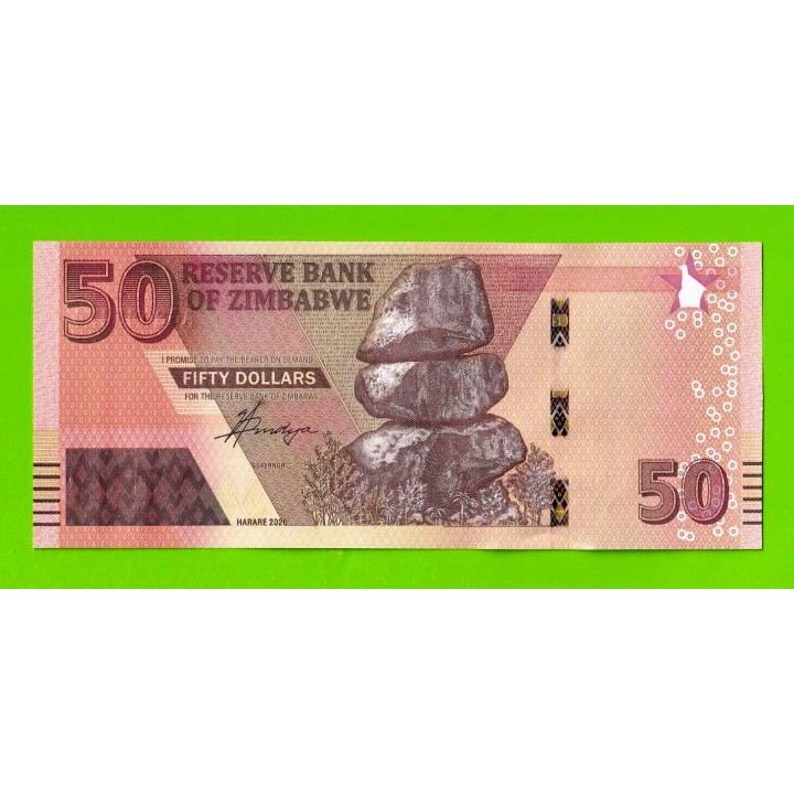 Зимбабве - 50 долларов - 2020 (AG) - UNC!!!