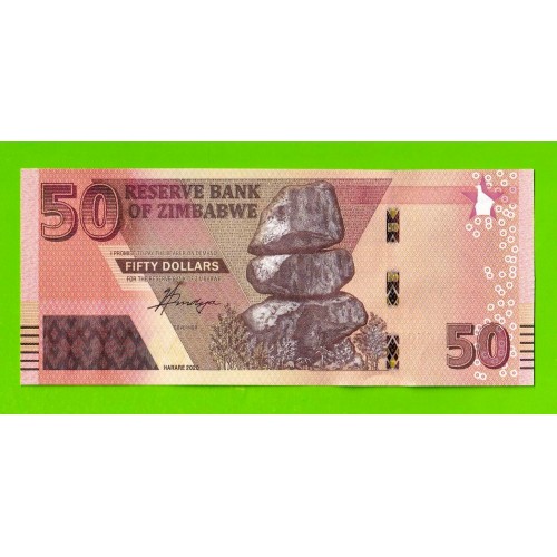 Зимбабве - 50 долларов - 2020 (AG) - UNC!!!