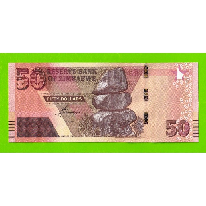 Зимбабве - 50 долларов - 2020 (AG) - UNC!!!