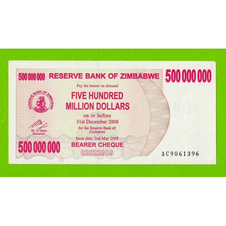 Зимбабве - 500000000 / 500 миллионов долларов - 2008 (AC) - XF!!!