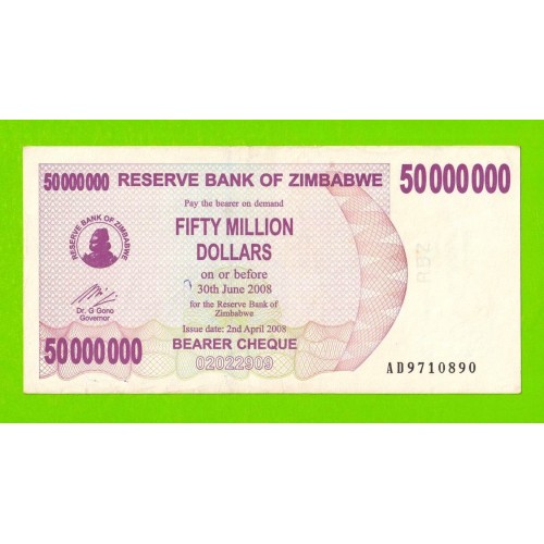 Зимбабве - 50000000 / 50 миллионов долларов - 2008 (AD)