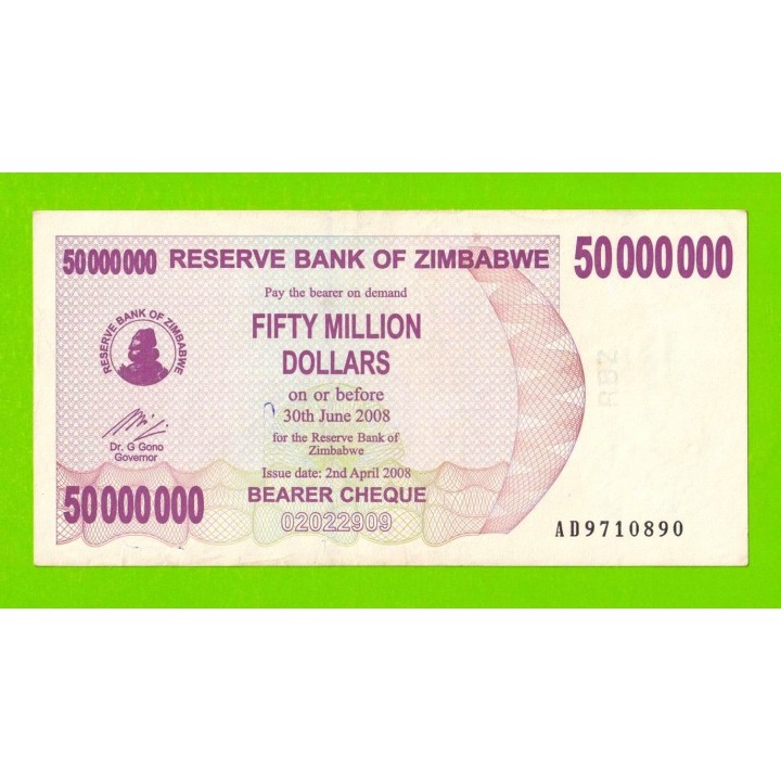 Зимбабве - 50000000 / 50 миллионов долларов - 2008 (AD)