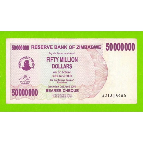 Зимбабве - 50000000 / 50 миллионов долларов - 2008 (AJ)