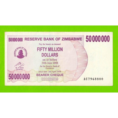 Зимбабве - 50000000 / 50 миллионов долларов - 2008 (AC)