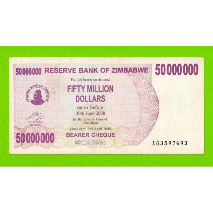 Зимбабве - 50000000 / 50 миллионов долларов - 2008 (AG)