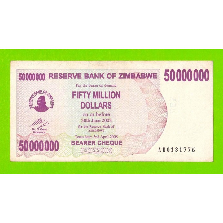Зимбабве - 50000000 / 50 миллионов долларов - 2008 (AD)