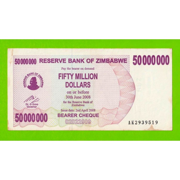 Зимбабве - 50000000 / 50 миллионов долларов - 2008 (AK)