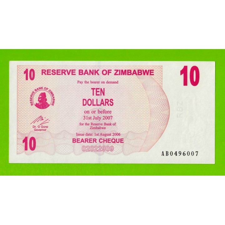 Зимбабве - 10 долларов - 2006 (AB) - UNC-!!!