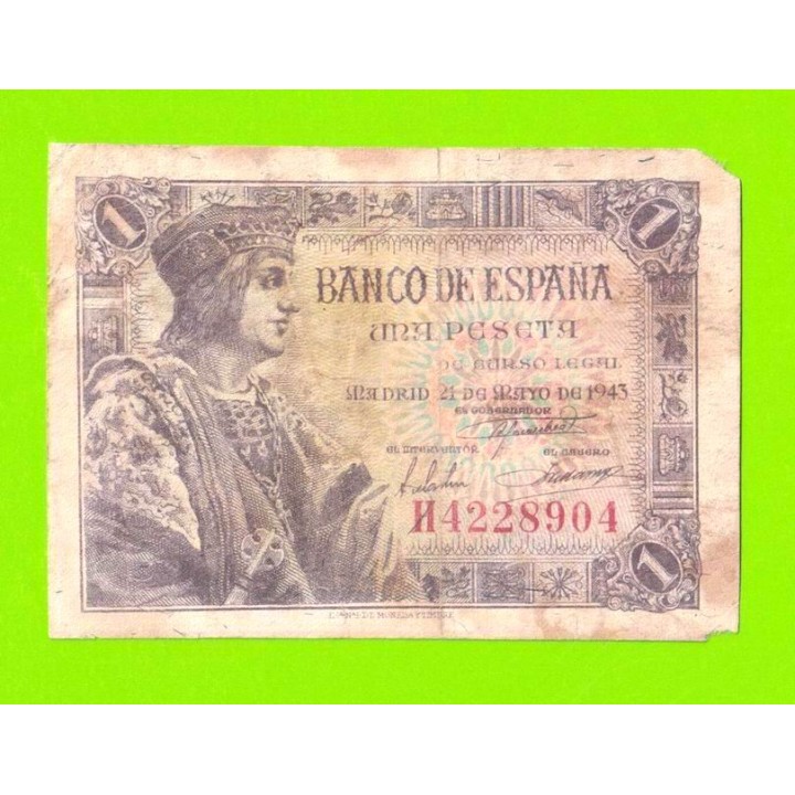 Испания - 1 песета - 1943 (серия H)
