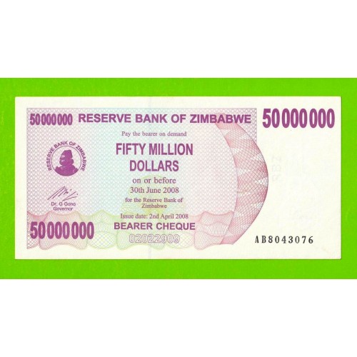 Зимбабве - 50000000 / 50 миллионов долларов - 2008 (AB)