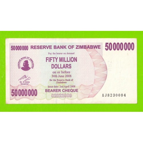 Зимбабве - 50000000 / 50 миллионов долларов - 2008 (AJ)
