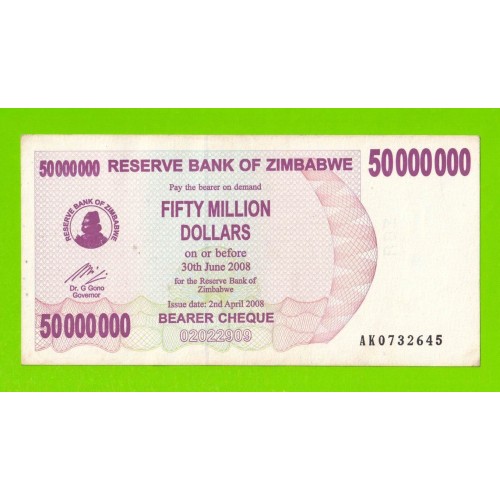 Зимбабве - 50000000 / 50 миллионов долларов - 2008 (AK)