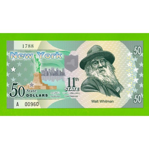 США - 50 долларов штата Нью-Йорк - 2014 (сувенирные, пластик) - UNC!!!