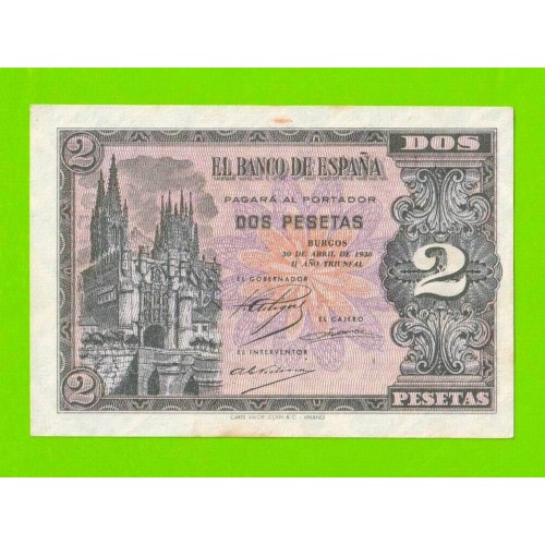 Испания - 2 песеты - 1938 (серия L) - XF+!!!