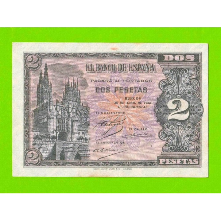 Испания - 2 песеты - 1938 (серия L) - XF+!!!