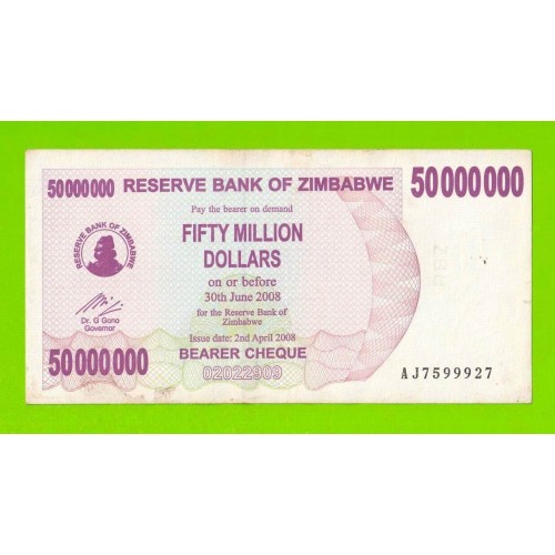 Зимбабве - 50000000 / 50 миллионов долларов - 2008 (AJ)