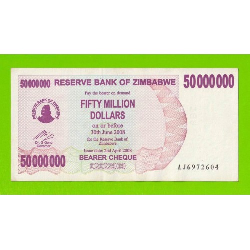Зимбабве - 50000000 / 50 миллионов долларов - 2008 (AJ)