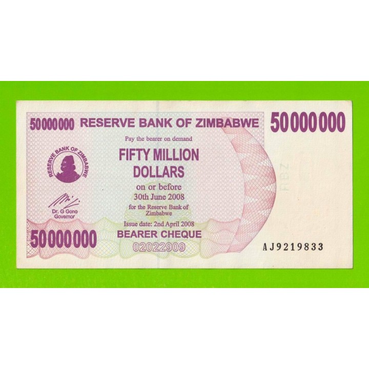 Зимбабве - 50000000 / 50 миллионов долларов - 2008 (AJ)