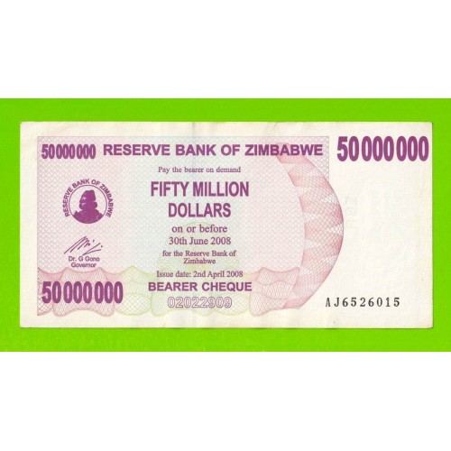 Зимбабве - 50000000 / 50 миллионов долларов - 2008 (AJ)