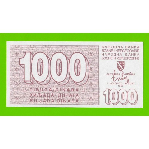 Босния и Герцеговина - 1000 динаров - 1992 - aUNC-!!!