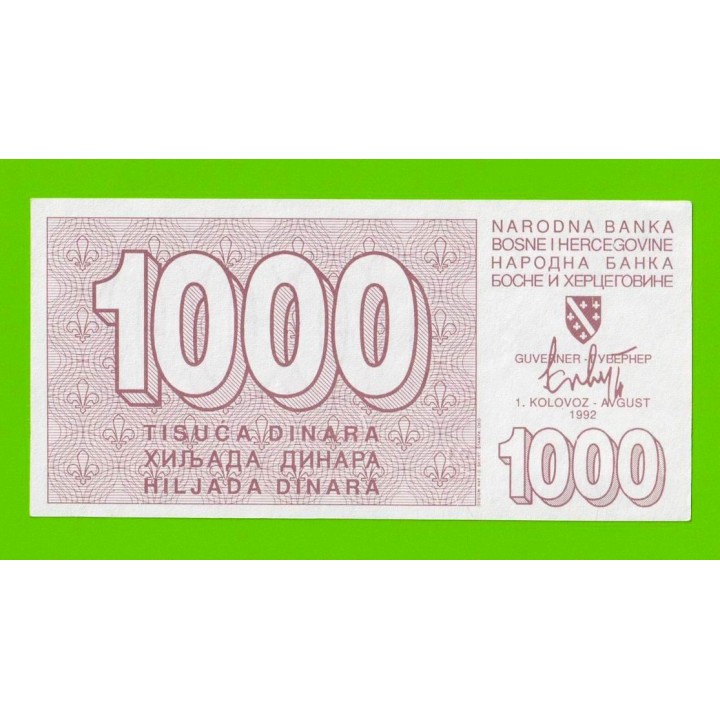 Босния и Герцеговина - 1000 динаров - 1992 - aUNC-!!!