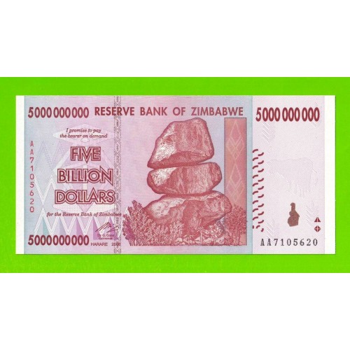 Зимбабве - 5000000000 / 5 миллиардов долларов - 2008 (AA) - UNC!!!