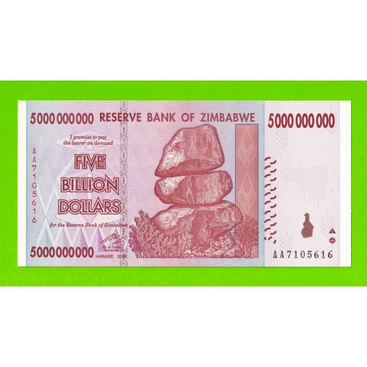 Зимбабве - 5000000000 / 5 миллиардов долларов - 2008 (AA) - UNC!!!