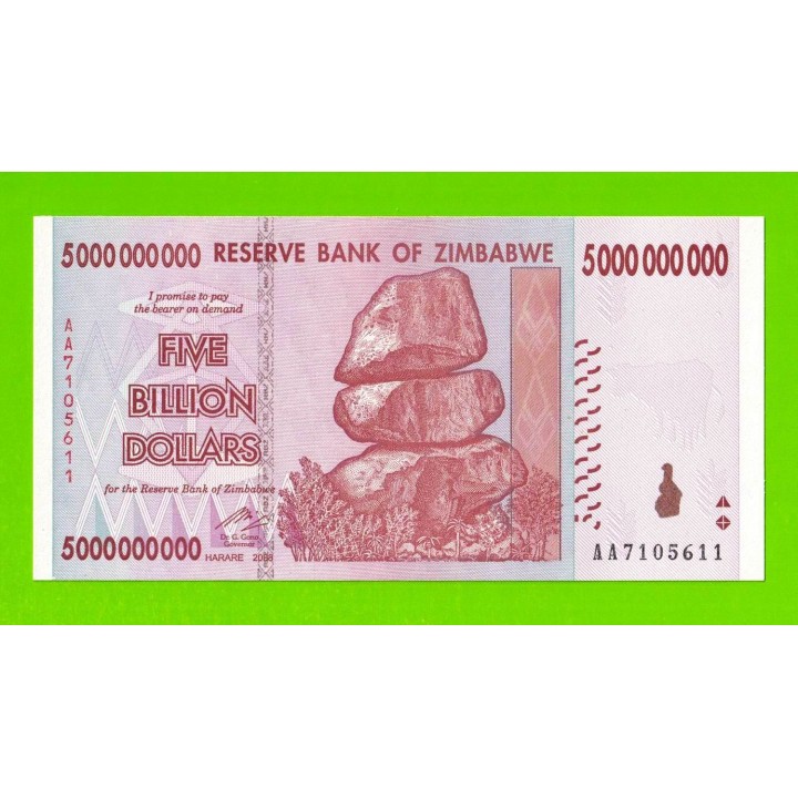 Зимбабве - 5000000000 / 5 миллиардов долларов - 2008 (AA) - UNC!!!