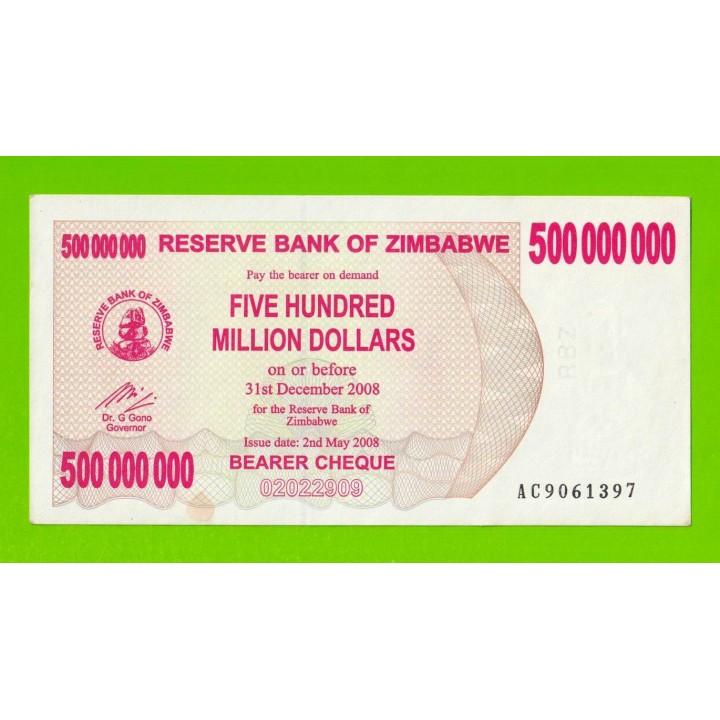 Зимбабве - 500000000 / 500 миллионов долларов - 2008 (AC)