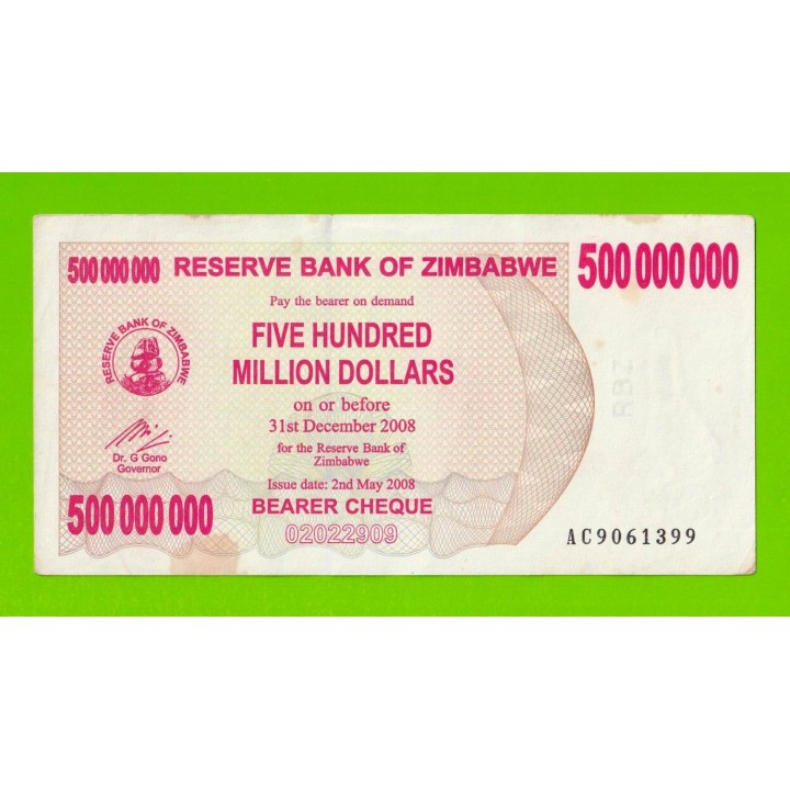 Зимбабве - 500000000 / 500 миллионов долларов - 2008 (AC)