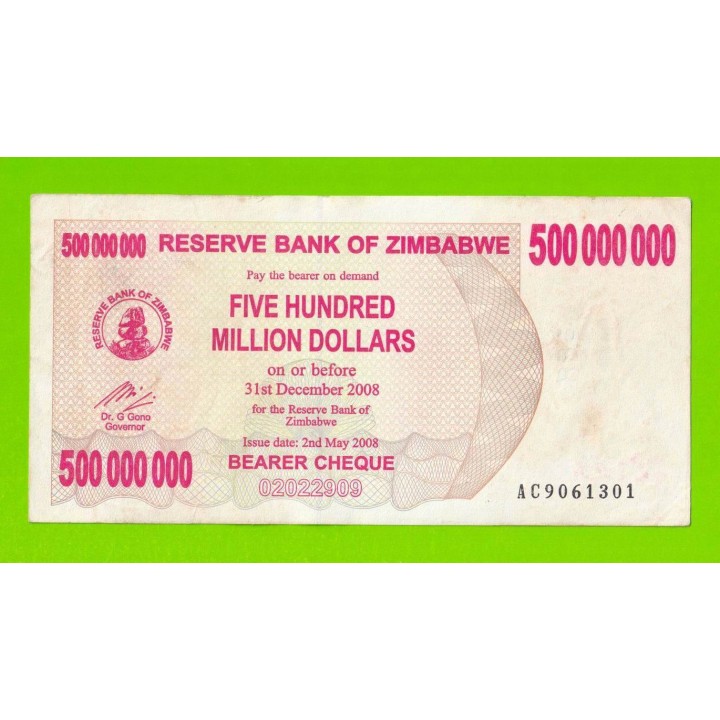 Зимбабве - 500000000 / 500 миллионов долларов - 2008 (AC)