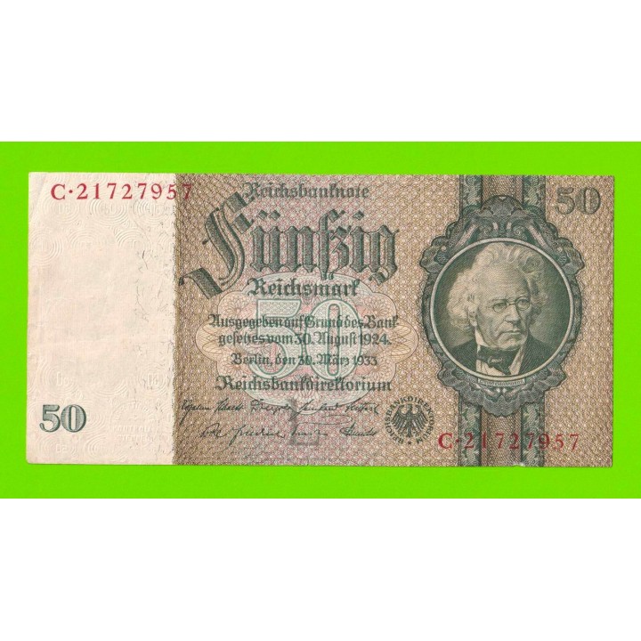 Германия - 50 марок - 1933 - в/з портрет