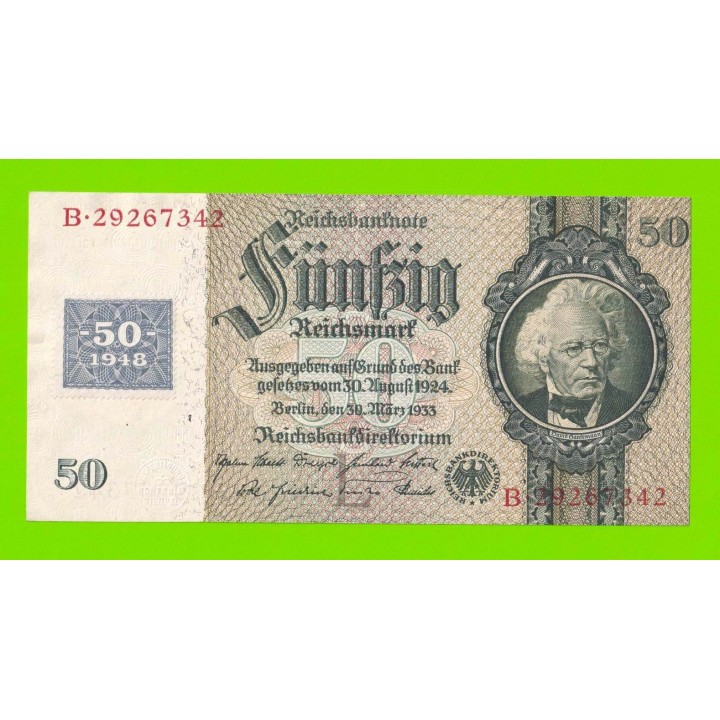 Германия (ГДР) - 50 марок - 1948 (марка на выпуске 1933) - XF!!!