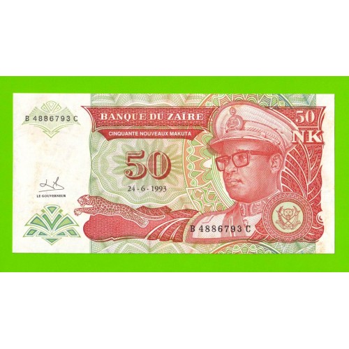 Заир - 50 новых макута - 1993 - Пятна - aUNC!!!