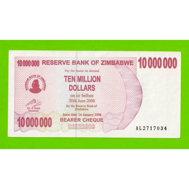 Зимбабве - 10000000 / 10 миллионов долларов - 2008 (AL)