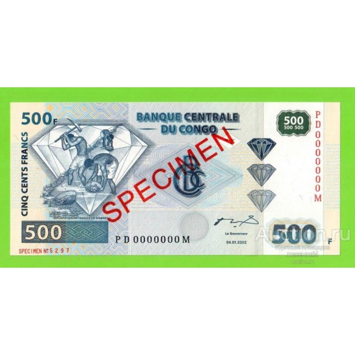 Конго, ДРК - 500 франков - 2002 - SPECIMEN / ОБРАЗЕЦ - aUNC!!!