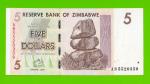 Зимбабве - 5 долларов - 2007 (AB)