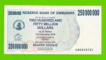Зимбабве - 250000000 / 250 миллионов долларов - 2008 (AB)