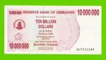 Зимбабве - 10000000 / 10 миллионов долларов - 2008 (AL)