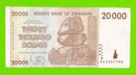 Зимбабве - 20000 долларов - 2008 (AA)