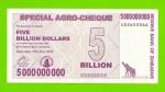 Зимбабве - 5000000000 / 5 миллиардов долларов - 2008 (AB)