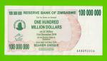 Зимбабве - 100000000 / 100 миллионов долларов - 2008 (AA)