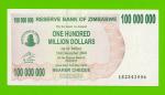 Зимбабве - 100000000 / 100 миллионов долларов - 2008 (AB)