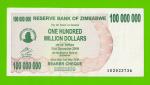 Зимбабве - 100000000 / 100 миллионов долларов - 2008 (AB)