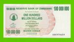 Зимбабве - 100000000 / 100 миллионов долларов - 2008 (AB)